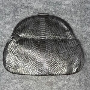 Banana Republic Snake Embossed Clutch Purse Metallic Frame Evening Bag‎ Clam